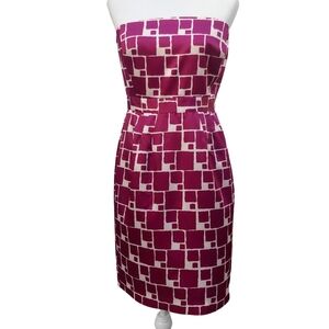 Banana Republic Satin Strapless Cocktail Sheath Dress in Fuchsia Cream size 8